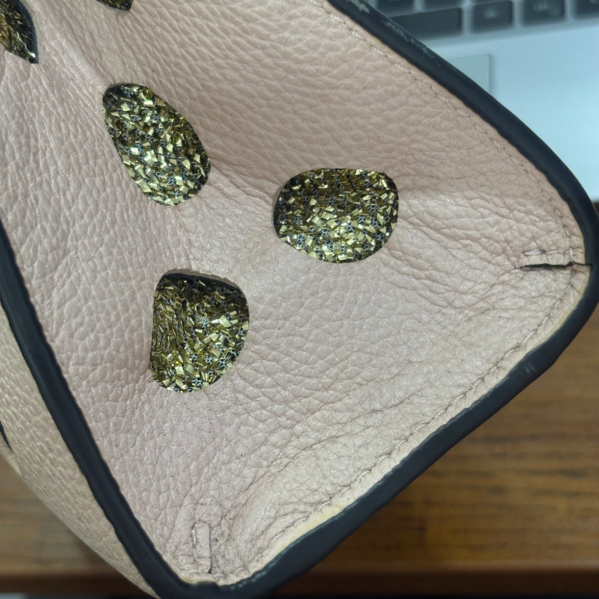 Marc Jacobs Pink And Gold Lurex Polka Dot Mini Grind Tote Bag | Pre Loved |