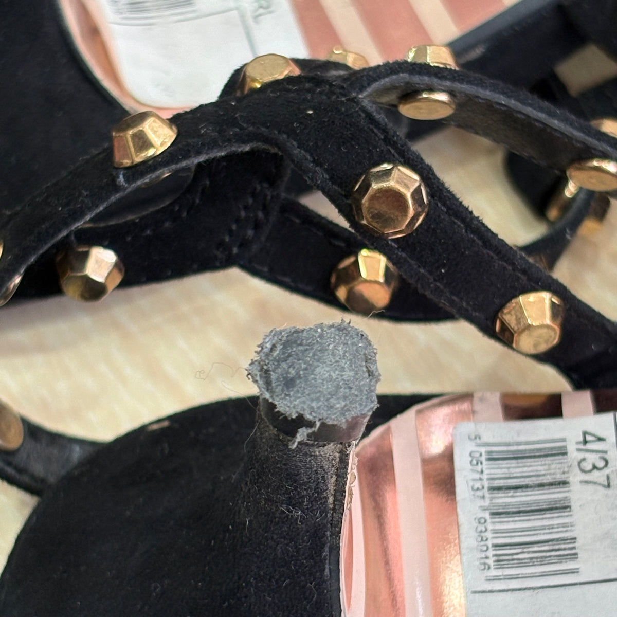 Dune Black Casterly T-Bar Studded Court Shoes | Pre Loved |