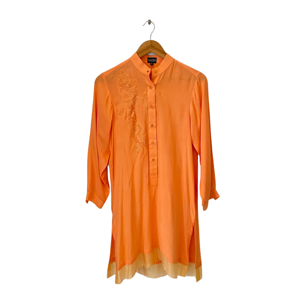 Shamsha Hashwani Light Orange Summer Linen Kurta | Gently Used |