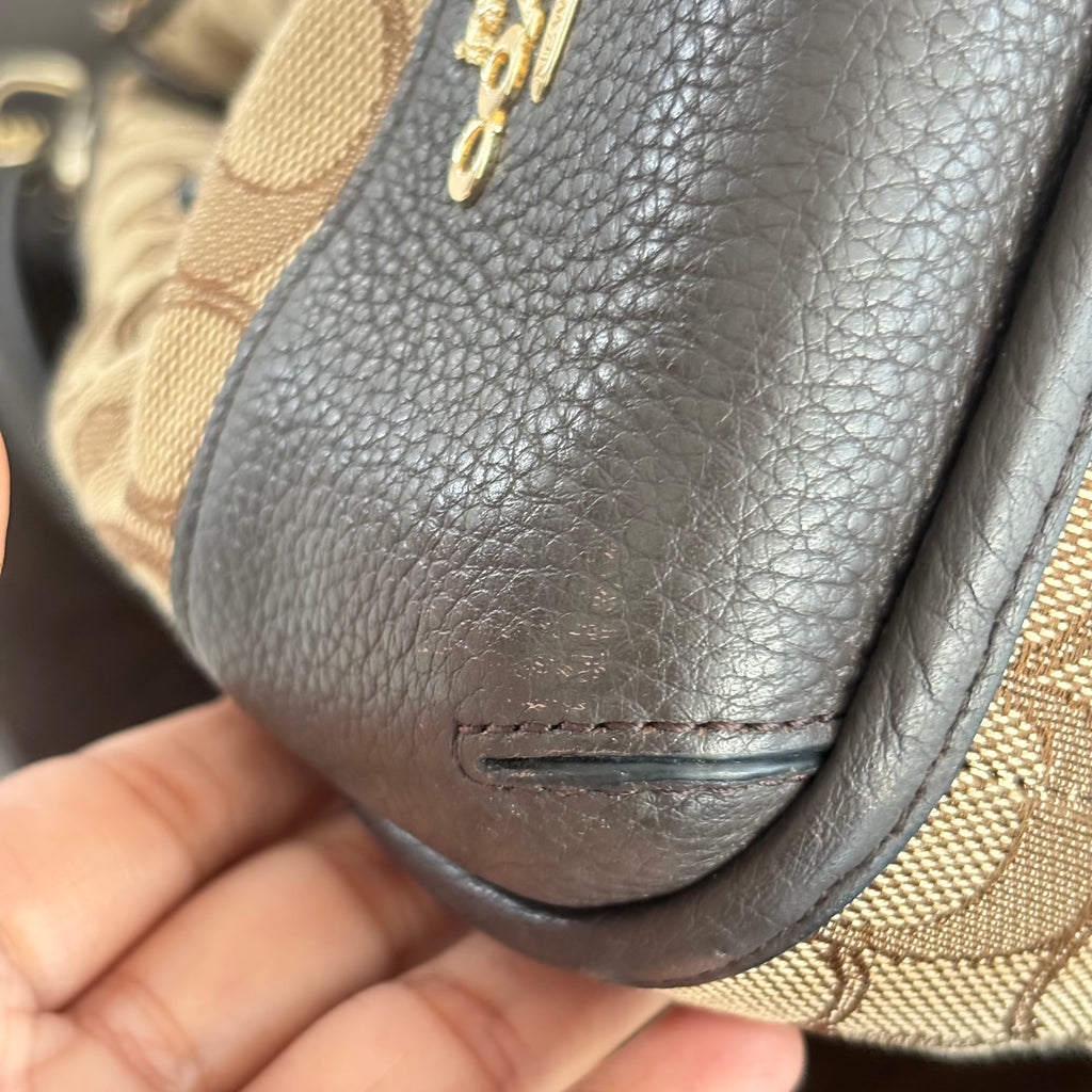 Coach Signature 'Phoebe' Brown Canvas & Leather Shoulder Bag | Pre Loved |