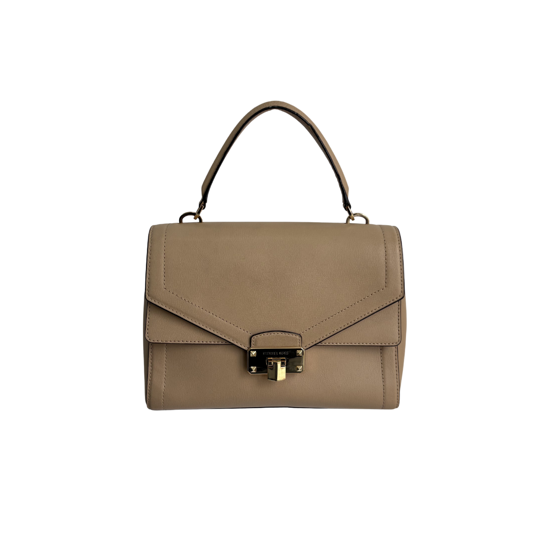 Michael Kors Beige Leather Kinsley Medium Satchel Bag | Pre Loved |