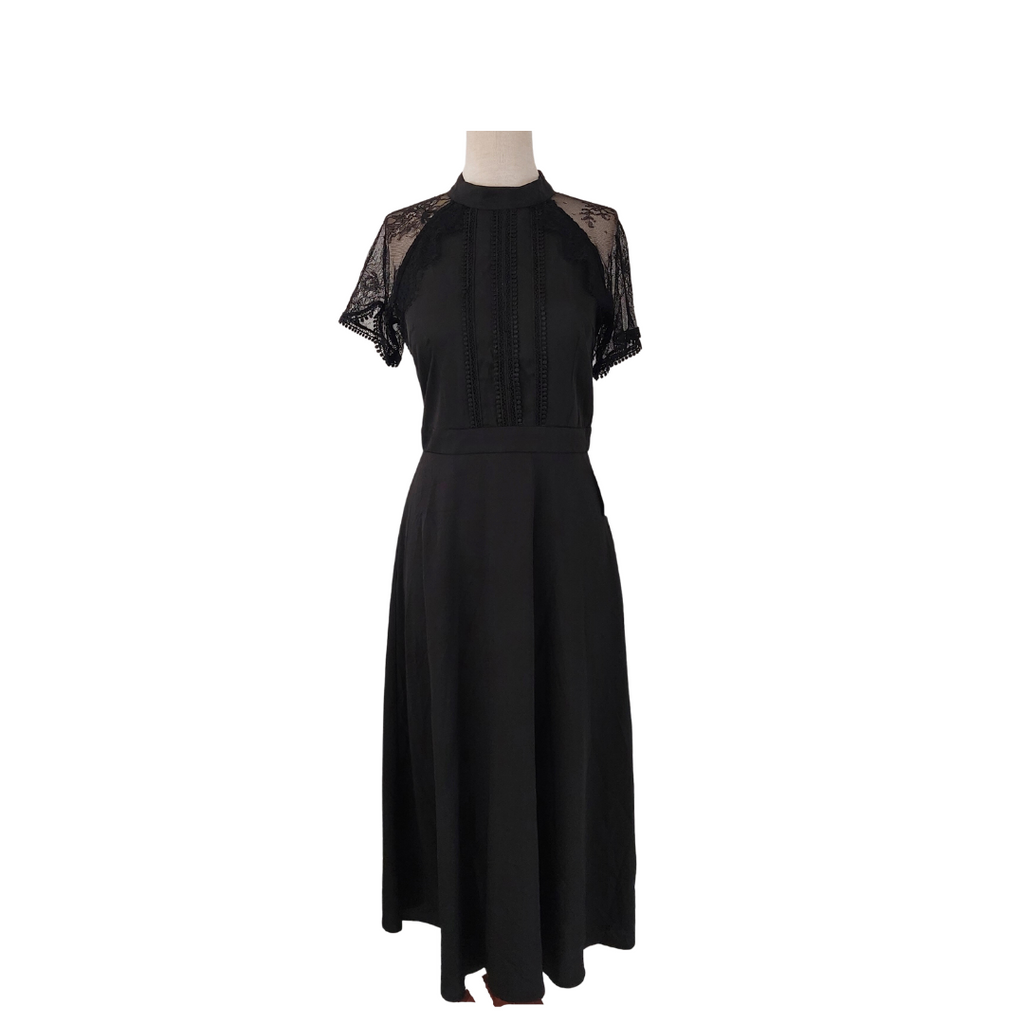 Liquorish Black Lace Sleeves Maxi Dress | Brand New |