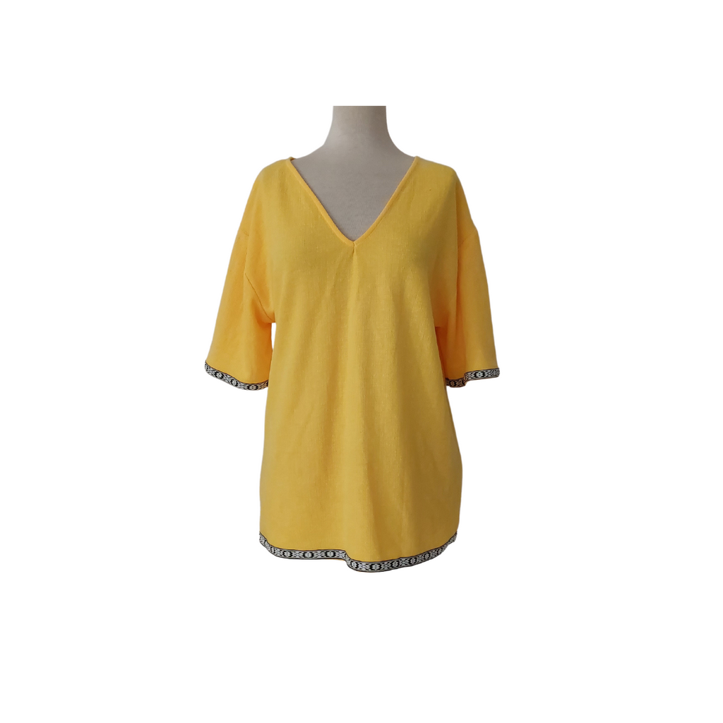 ZARA Yellow Knit Short-sleeves Top | Gently Used |