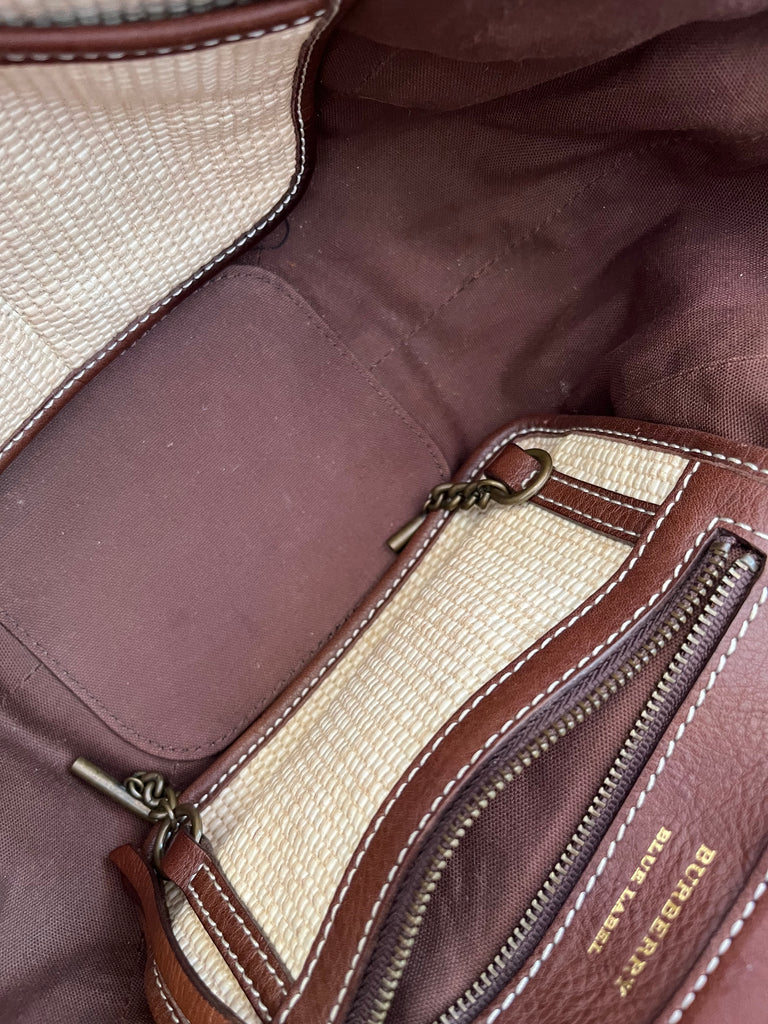 Burberry Blue Label Hemp Vintage Leather Chain Shoulder Bag | Pre Loved |