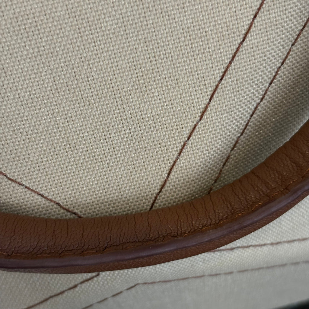 Warp Beige & Brown Canvas & Leather Terracotta Tote Bag | Pre Loved |