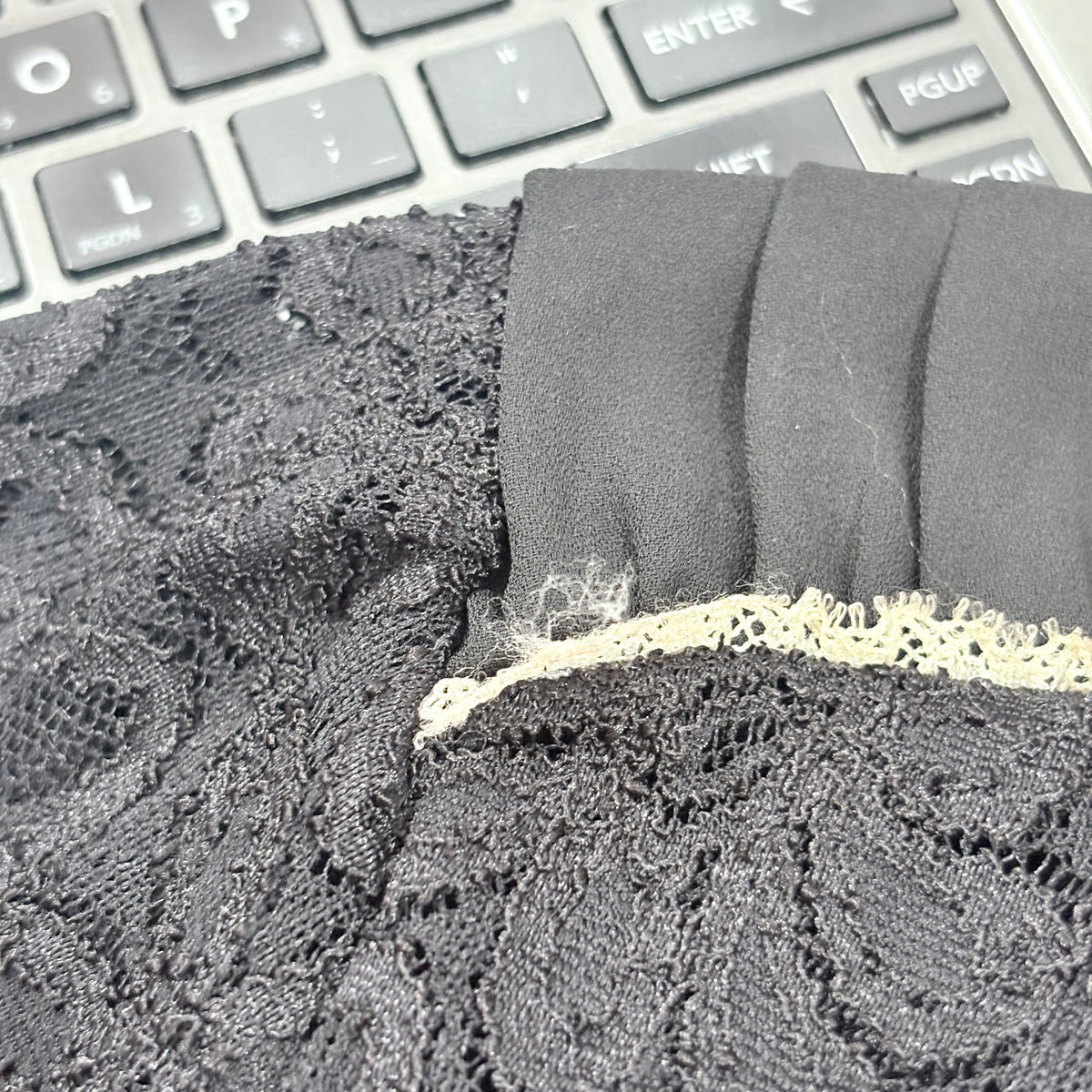 Mango Black Mock Neck Lace Top | Gently Used |