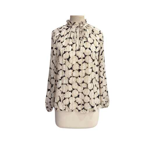 H&M Ivory & Black Floral Sheer Top | Pre Loved |