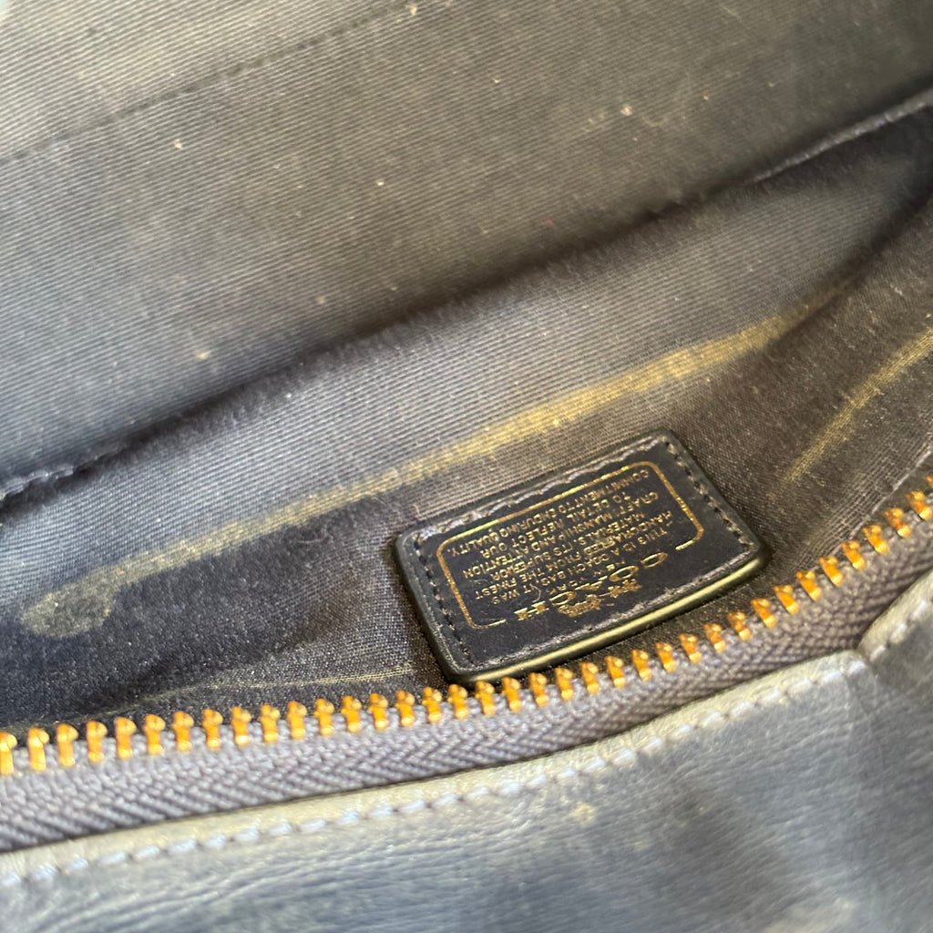 Coach Navy Crocodile Embossed Leather Crossbody Bag | Pre Loved |