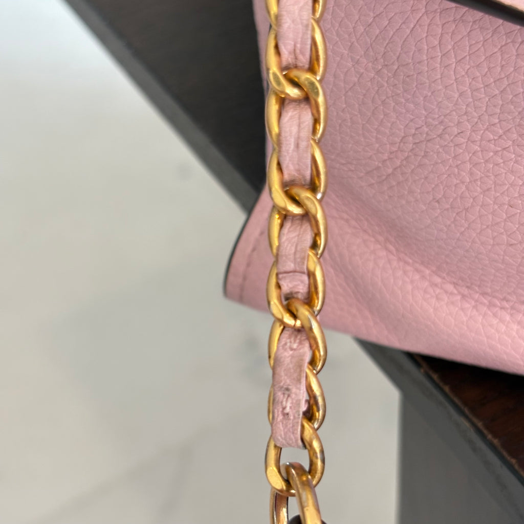 Tory Burch Light Pink Britten Pebbled Leather Crossbody Mini Tote Bag | Pre Loved |