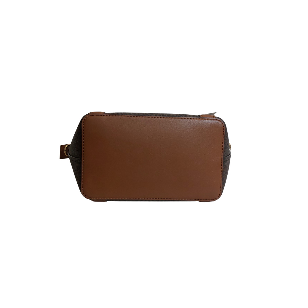 Michael Kors Brown Leather 'Pratt' Small Messenger Crossbody Bag | Brand New |