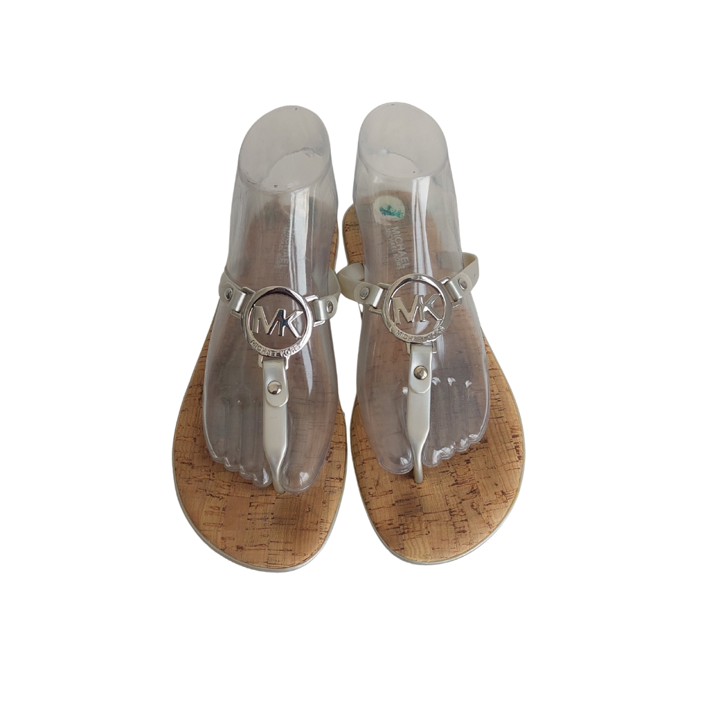 Michael Kors Silver Charm Jelly Cork Summer Sandals | Pre Loved |