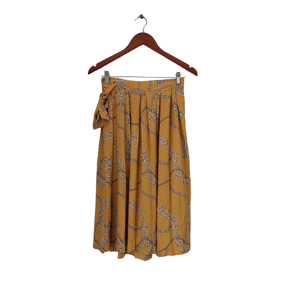 Mango Yellow Chain Printed Midi Skirt | Like New |