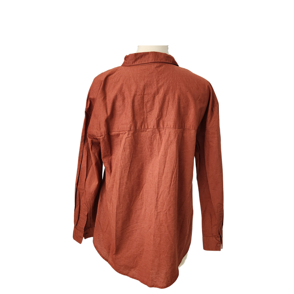 Lefties Rust Cotton & Linen Collared Shirt | Brand New |