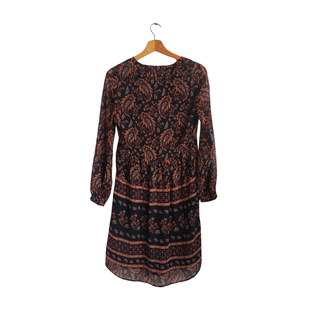 Mango Brown Paisley Print Boho Dress | Gently Used |