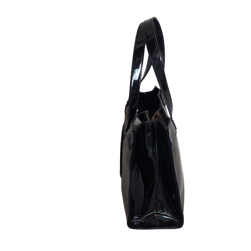 Armani Jeans Black Patent Leatherette Handbag | Pre Loved |