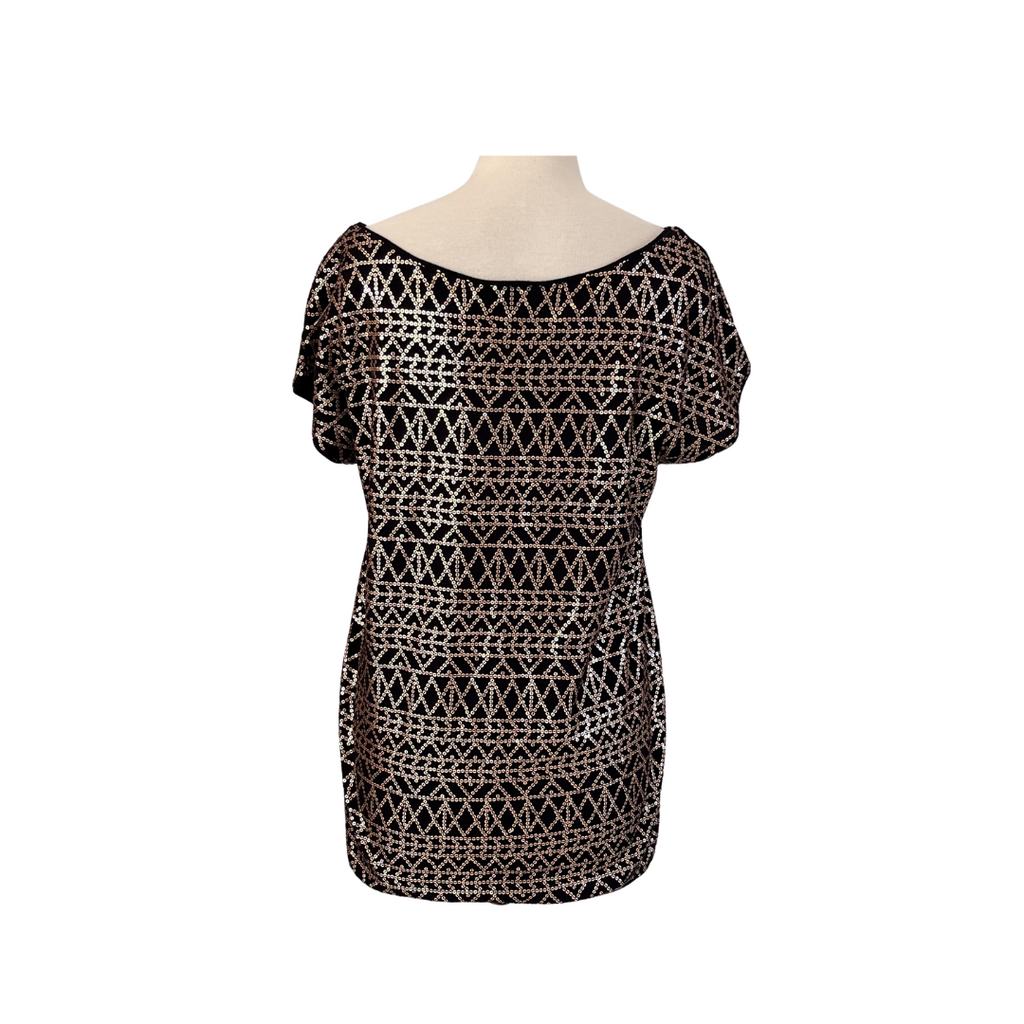 H&M Black & Gold Sequins Tunic Blouse | Gently Used |