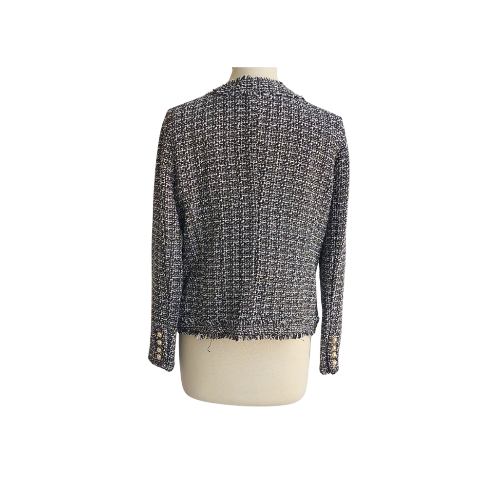 Nanette Lepore Black & White Tweed Short Open Jacket | Like New |