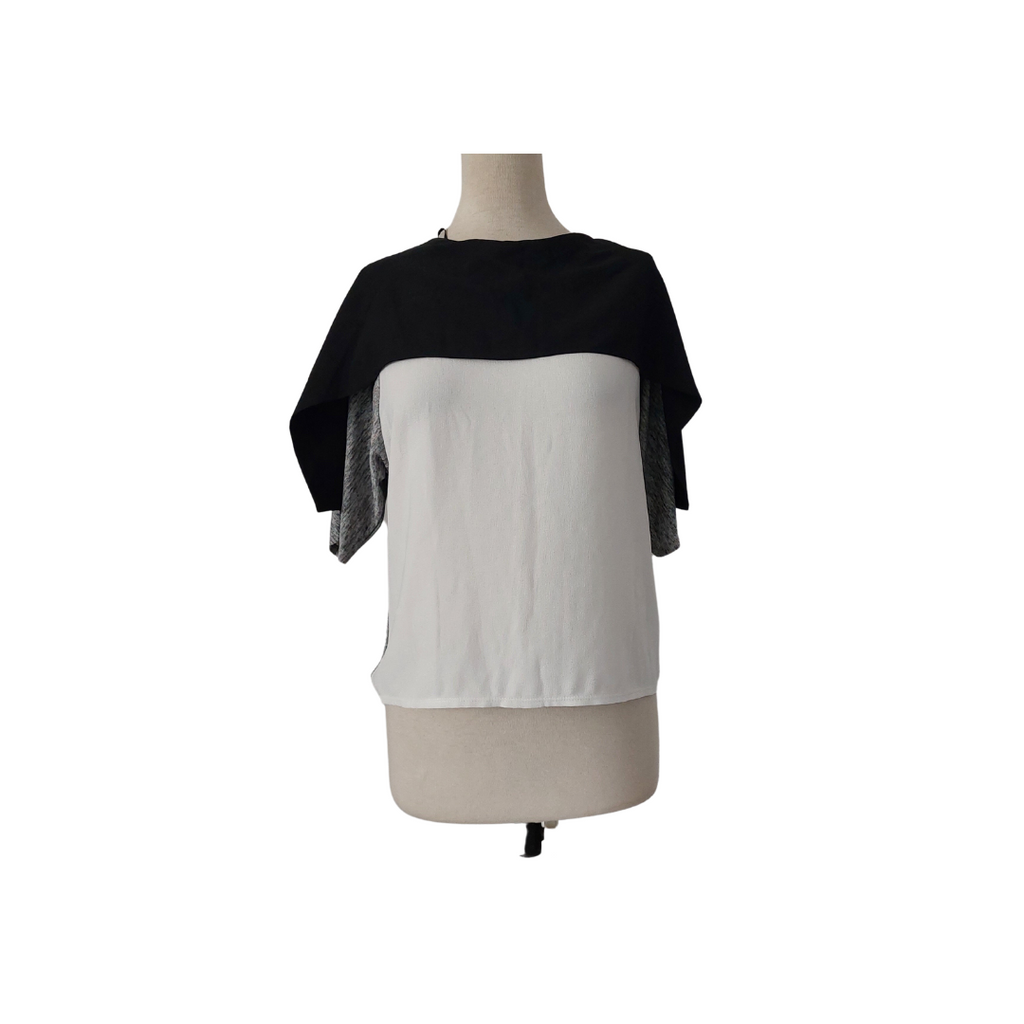 ZARA Black & White Layered with Grey Back Top | Gently Used |
