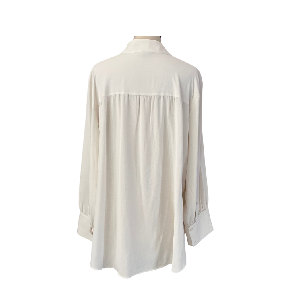 H&M Off-White High-collar Button-down Shirt | Pre Loved |