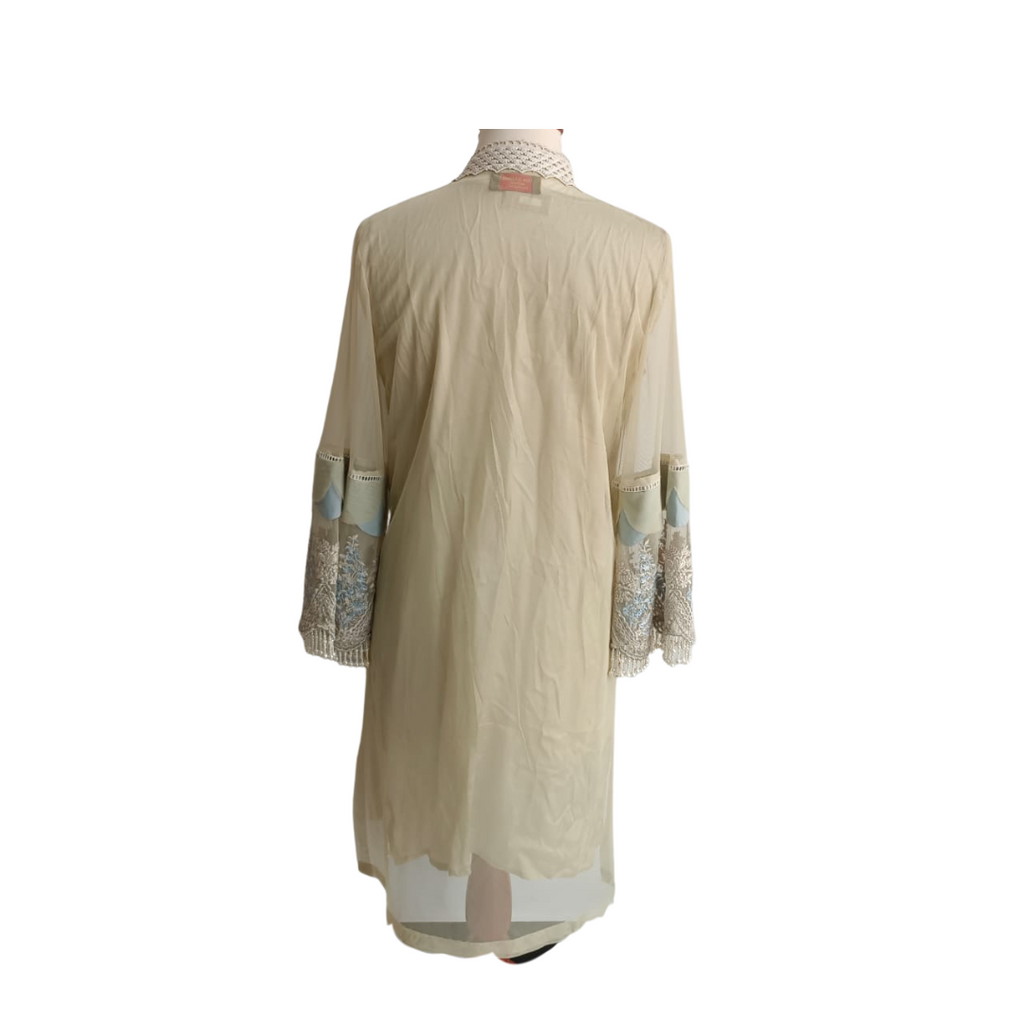 Sana Safinaz Beige Net Embroidered & Embellished Shirt (2 Pieces) | Pre Loved |