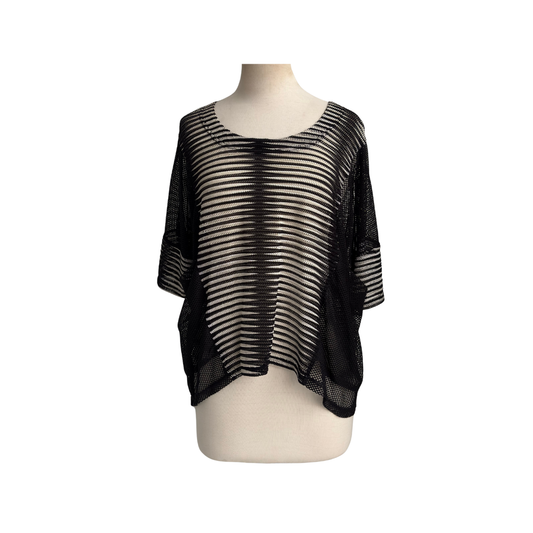 Purple Rose Black And White Sheer Knit Mesh Top | Gently Used |