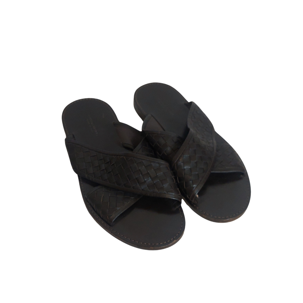 Bottega Venetta Men's Dark Brown Leather Slipper sandals | Pre Loved |
