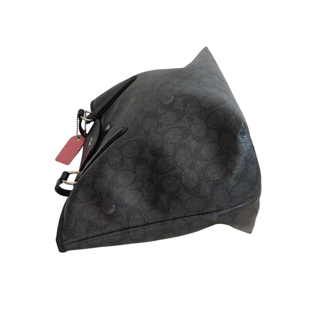 Coach Black Ward Signature Monogram Coated Canvas Leather Tote Bag | Pre Loved |