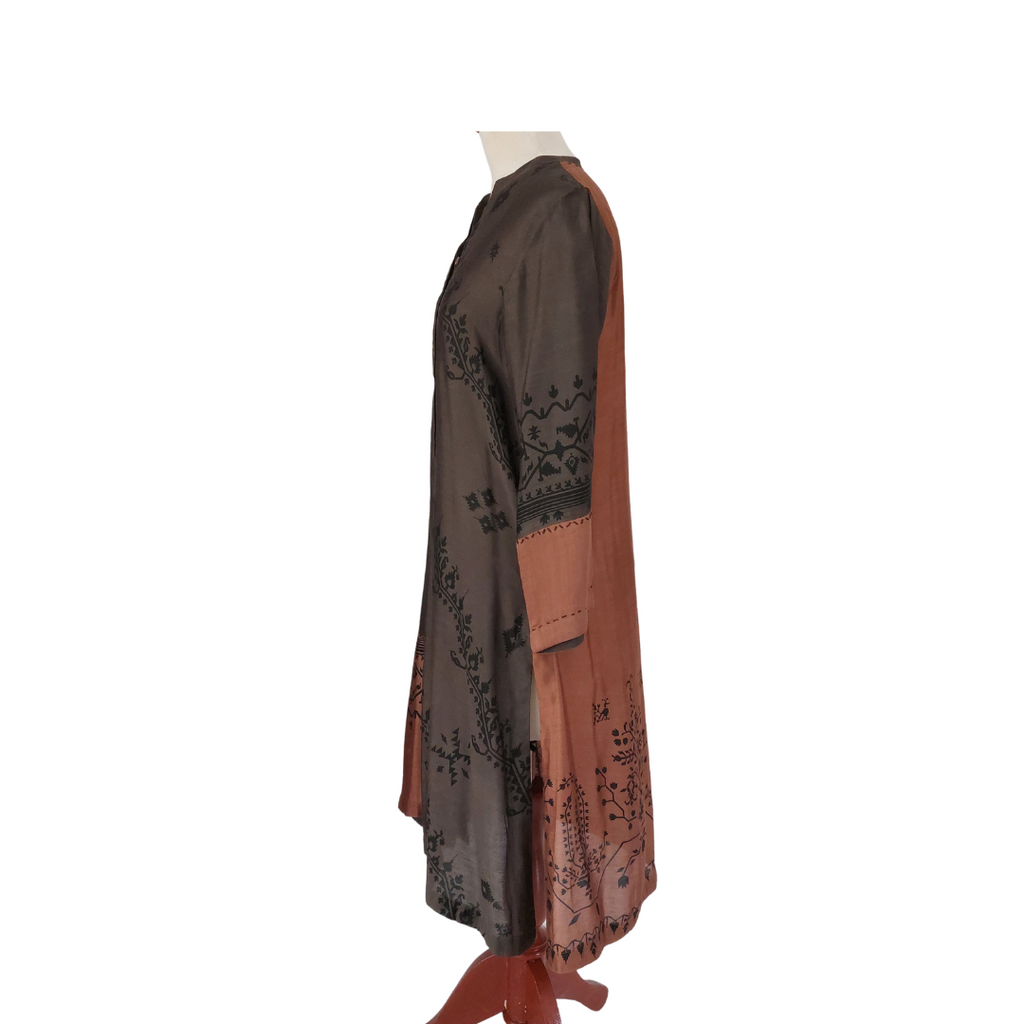 Miraka Brown & Grey Printed Kurta | Pre Loved |