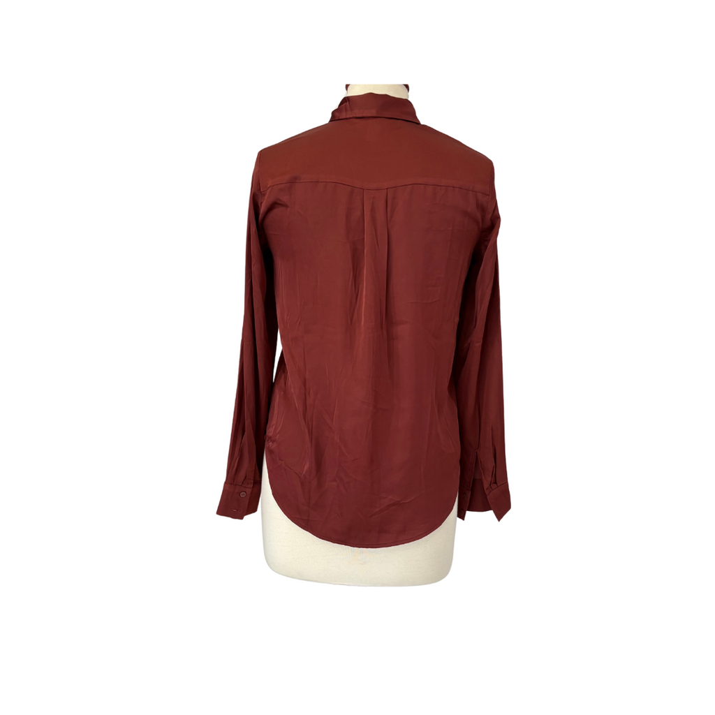 H&M Rust Satin Collared Shirt | Pre Loved |