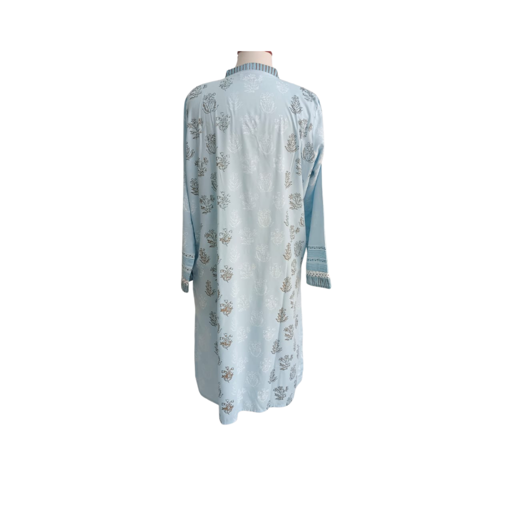 Blocked Light Blue Printed Kurta | Gently Used |