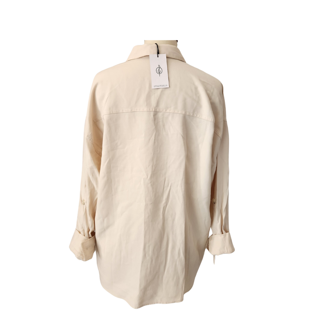Stradivarious Cream Button-down Collared Shirt | Brand New |
