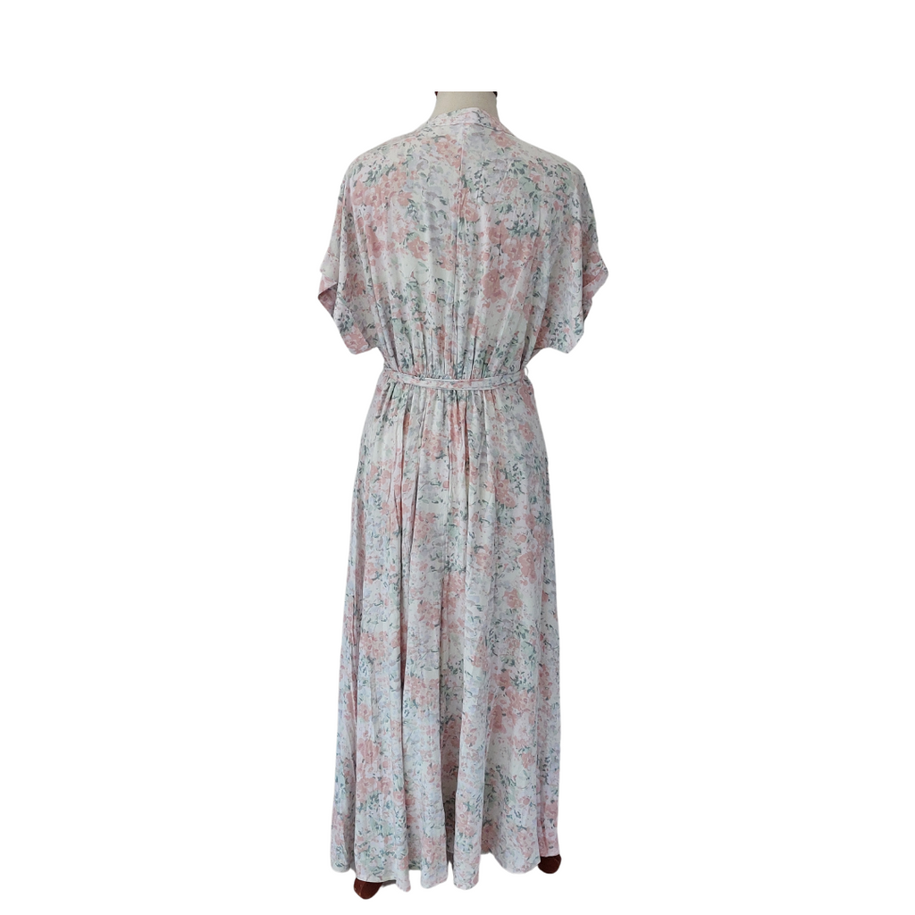 H&M White & Pink Floral Short-sleeves Dress | Pre Loved |
