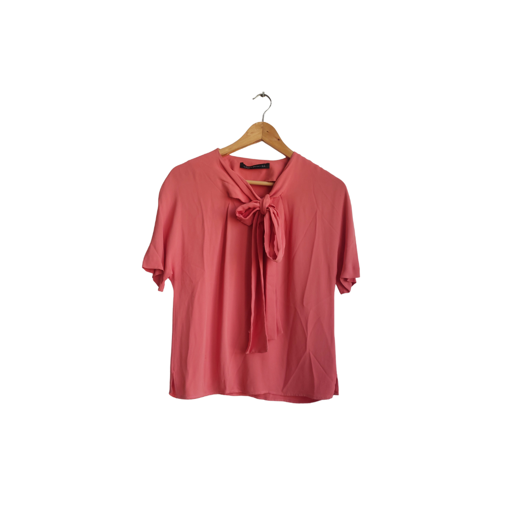 Zara Tea Pink Tie up Neckline Top | Pre Loved |