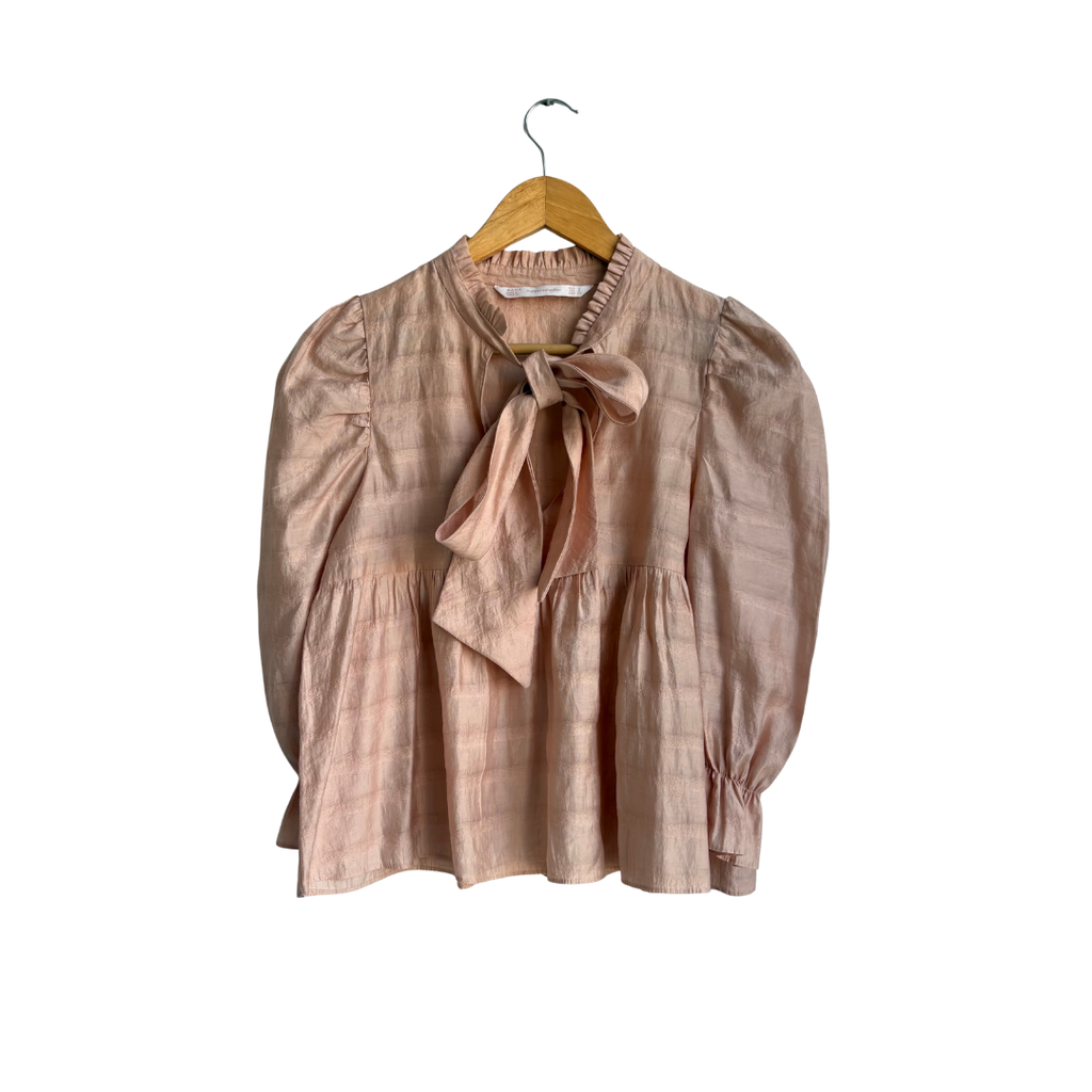 Zara Light Peach Neck Tie Top | Pre Loved |