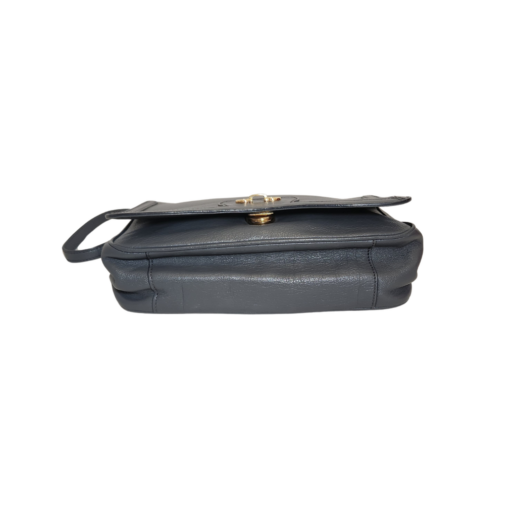 Salvatore Ferragamo Grey Leather Gancini Flap Shoulder Bag | Pre Loved |