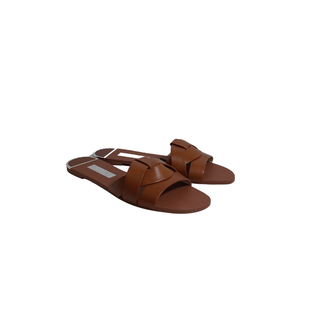 ZARA Brown Leather Flats | Brand New |