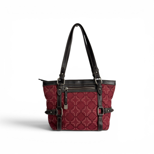 Nine West Red Geometric Monogram Tote Bag | Pre Loved |