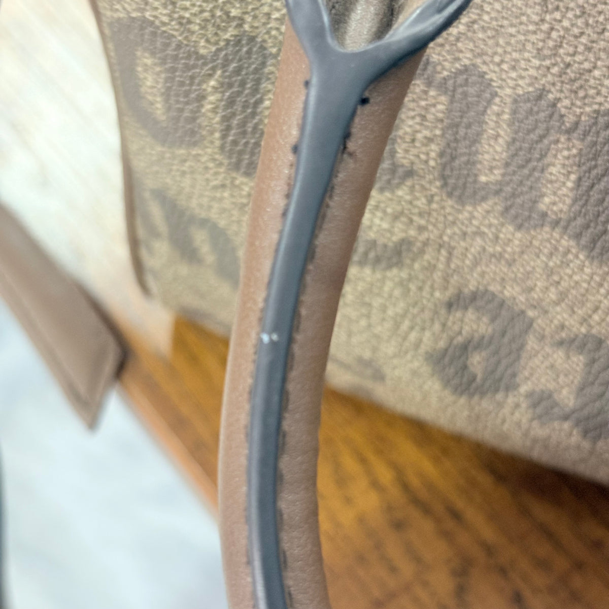 Juicy Couture Brown Gothic Monogram Satchel Bag with Pink Heart Charm | Pre Loved |