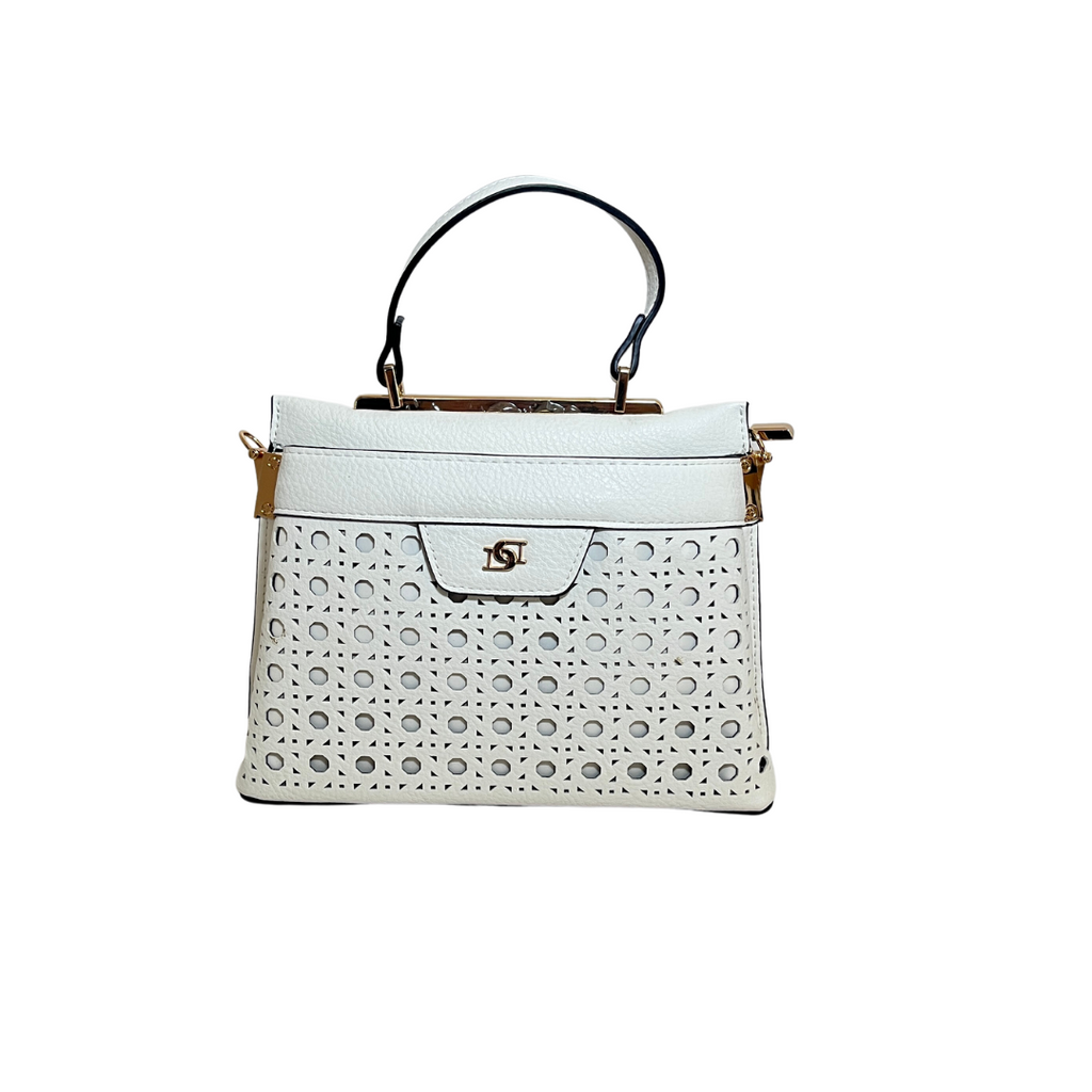 DUNE White Laser-cut Small Convertible Satchel | Gently Used |