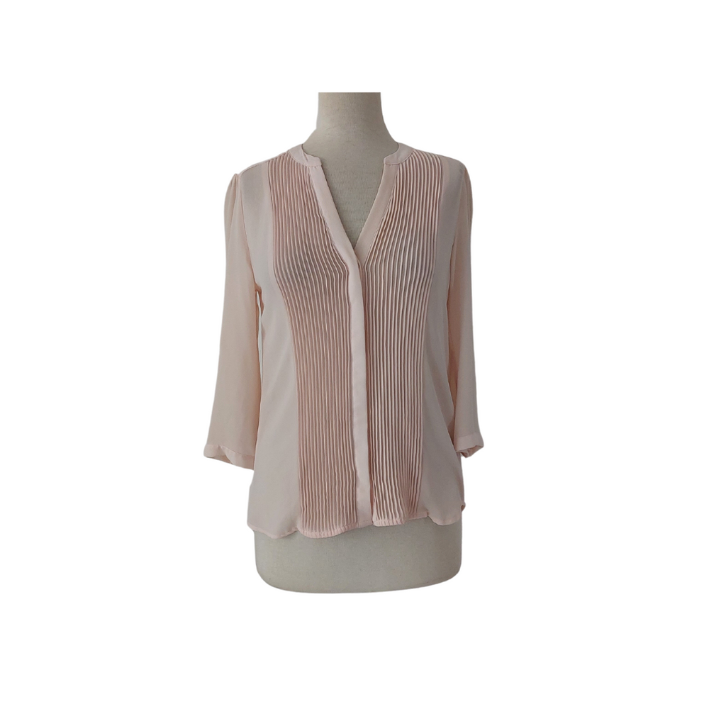 H&M Light Pink Pleated Sheer Top | Brand New |