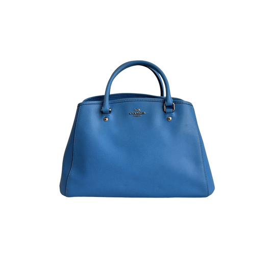 Coach Bright Blue Small Margot Carryall Crossgrain Leather Saddle Satchel Bag | Gently Used |