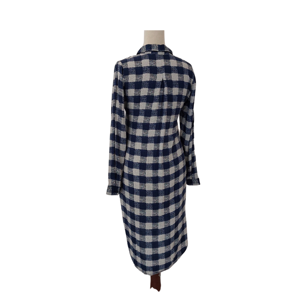 Atmosphere Blue & Grey Checked Long Collared Tunic | Gently Used |