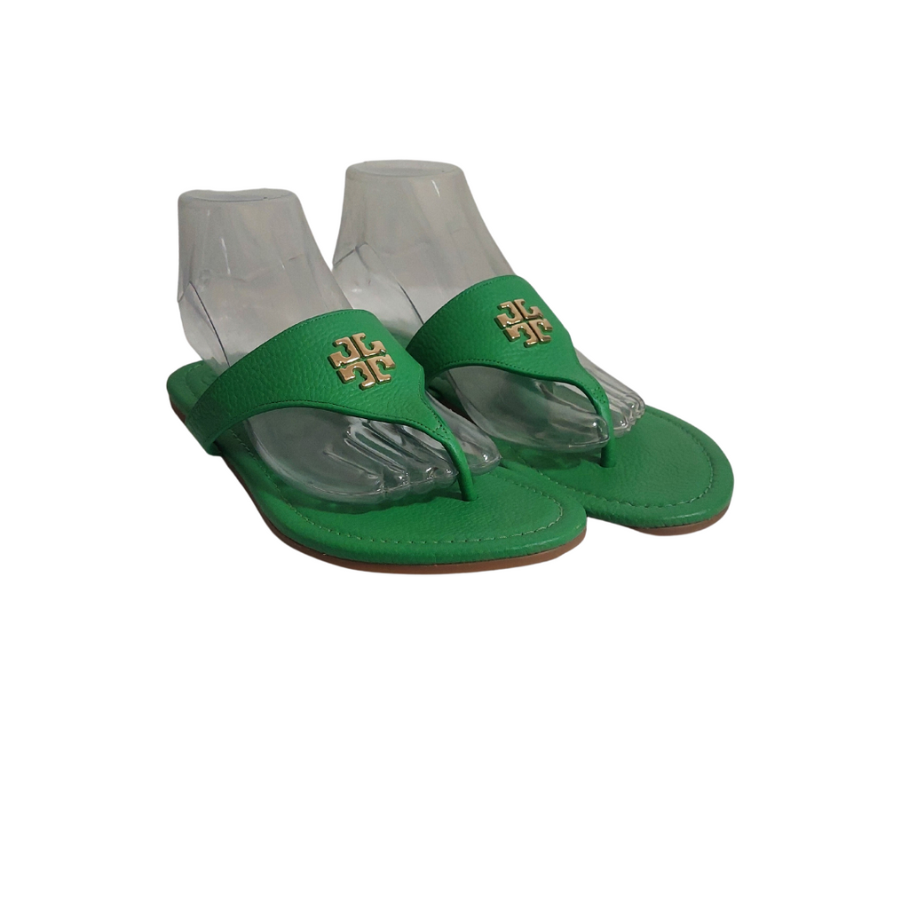 Tory Burch Green Leather 'JOLIE' Flat Sandals | Gently used |