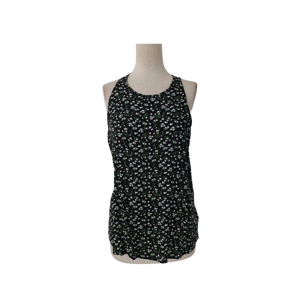 Old Navy Black & Green Floral Printed Sleeveless Top | Pre Loved |