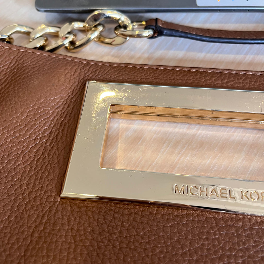 Michael Kors Berkley Luggage Brown Leather Crossbody Bag | Pre Loved |