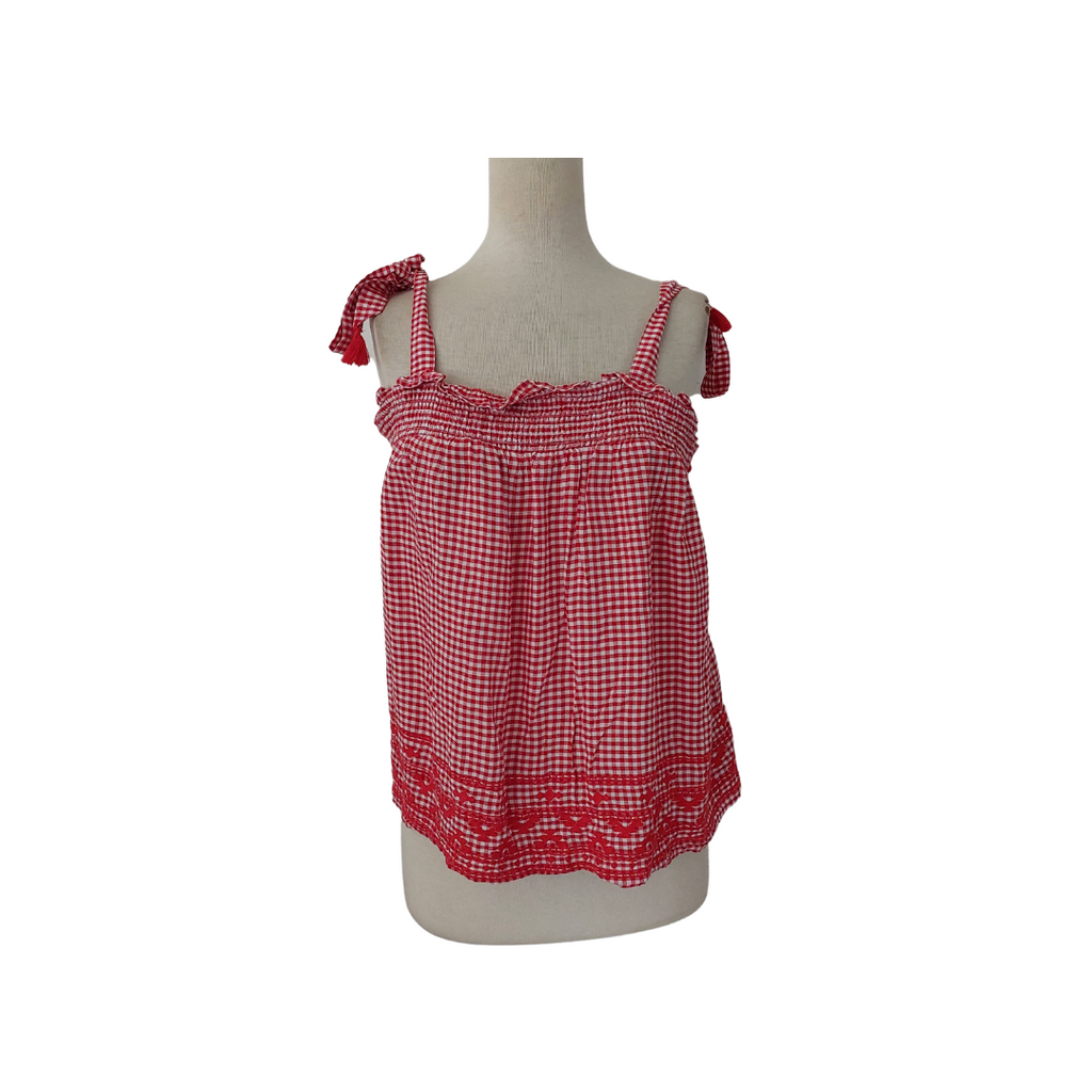 Old Navy Red & White Square-Print Tie-Up Straps Top | Like New |