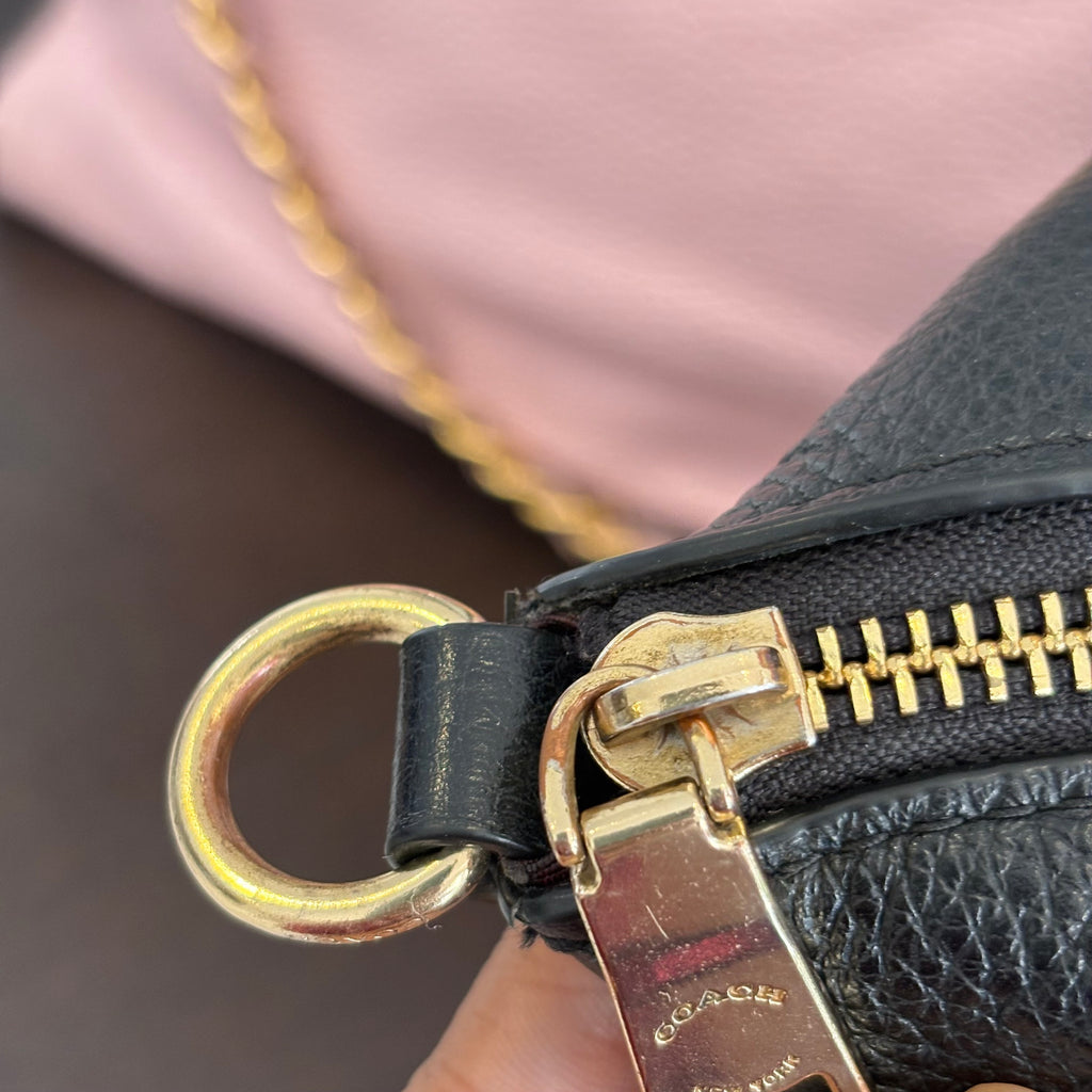 Coach Black & Brown Pebble leather Kacey Satchel Bag | Pre Loved |