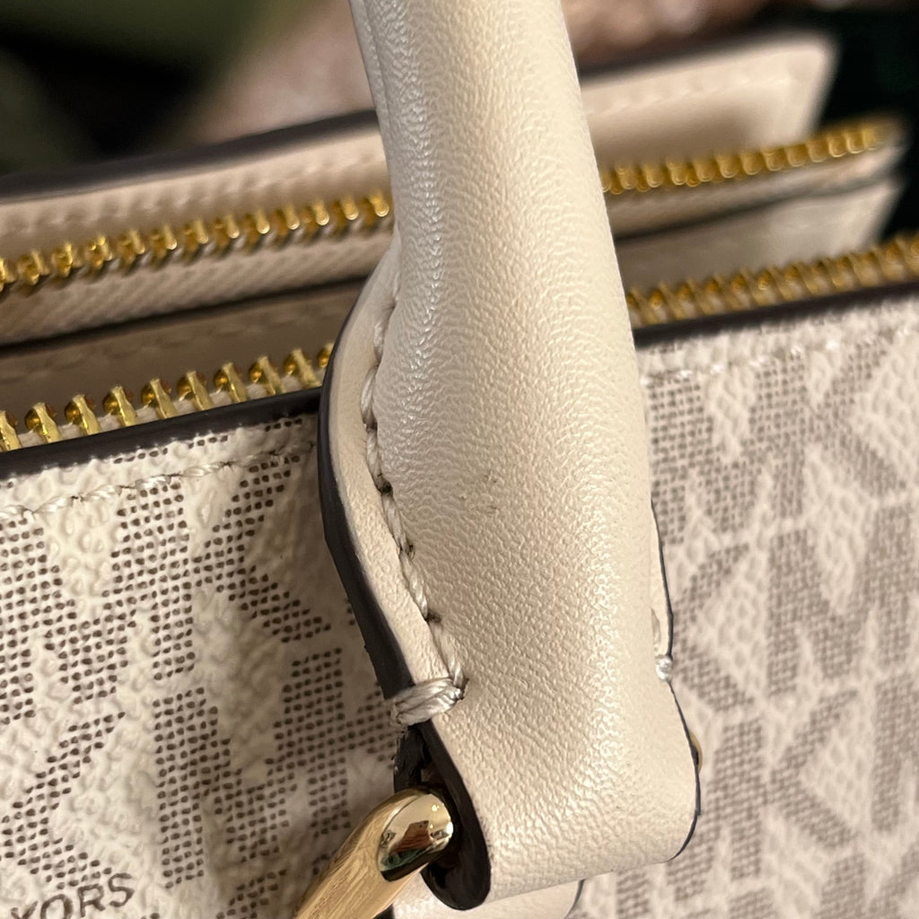 Michael Kors Cream Multi Signature Sheila Medium Logo Satchel Bag | Gently Used |