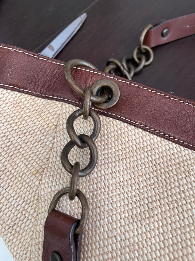 Burberry Blue Label Hemp Vintage Leather Chain Shoulder Bag | Pre Loved |