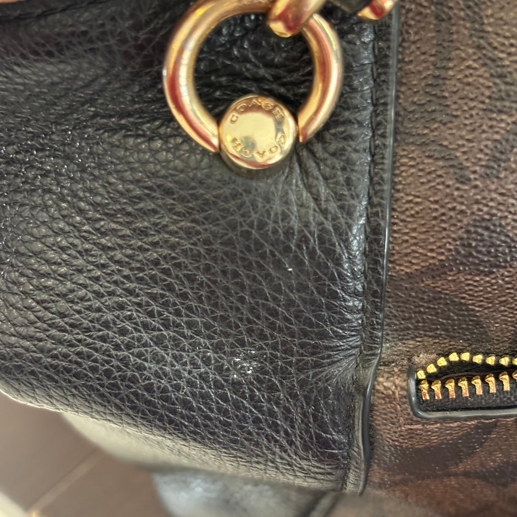 Coach Black & Brown Pebble leather Kacey Satchel Bag | Pre Loved |